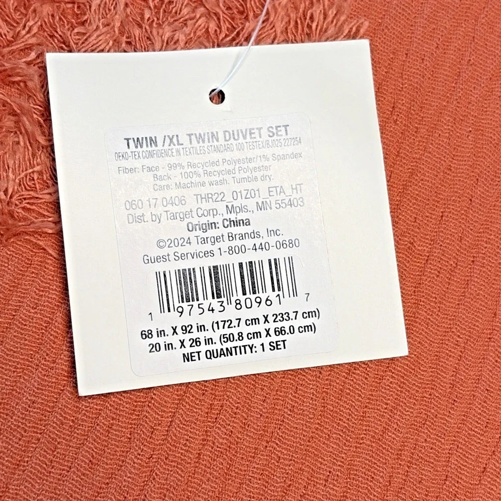 Threshold Tufted Diamond Crinkle Duvet Set in Melon Pink - Jacquard Weave-TwinXL